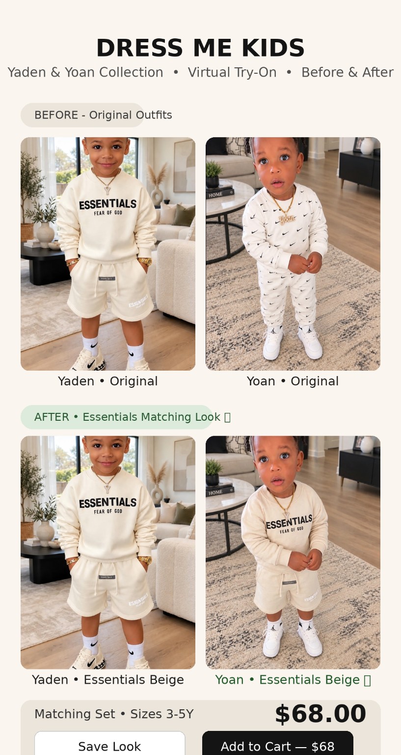 Exemple de look après l’essayage 3Y Kids